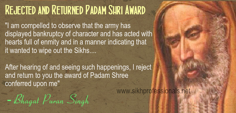Bhagat Puran Singh Life6 - Eh Janam Tumhare Lekhe (www.sikhprofessionals.net) rejected padam shree award